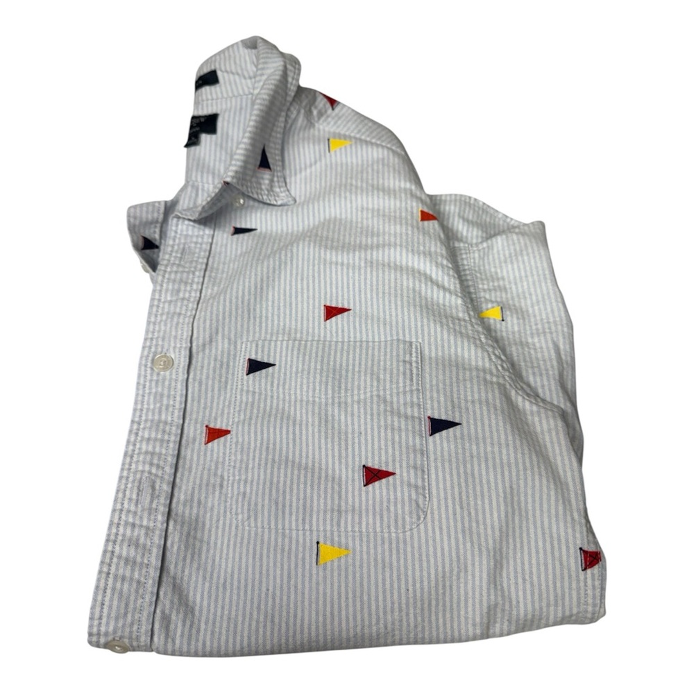 J.Crew Oxford Men's Slim Fit Button Down Striped Shirt With Sailboats Print